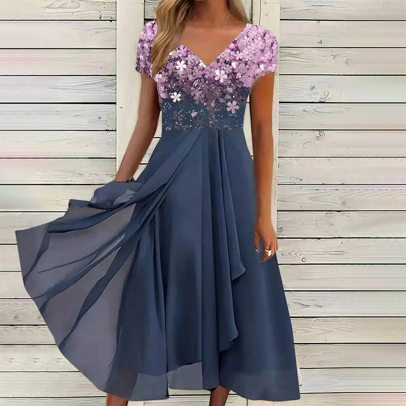 Elizabeth - Women’s Gradient Maxi Dress with Flowing Hem