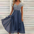 Elizabeth - Women’s Gradient Maxi Dress with Flowing Hem