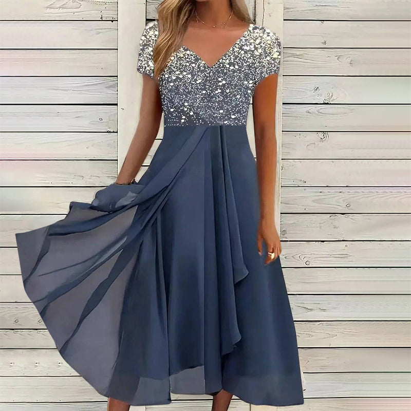 Elizabeth - Women’s Gradient Maxi Dress with Flowing Hem