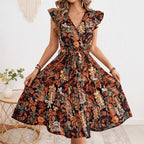 Ella - Women’s Short Sleeve Floral Midi Dress