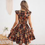 Ella - Women’s Short Sleeve Floral Midi Dress