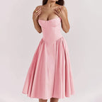 Emma - Women’s Corset Midi Dress with Flared Skirt