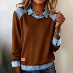 Erica - Women's Denim Contrast Collar Sweatshirt