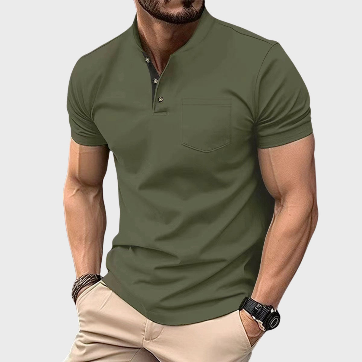 Ethan Cole Short Sleeve Henley Shirt