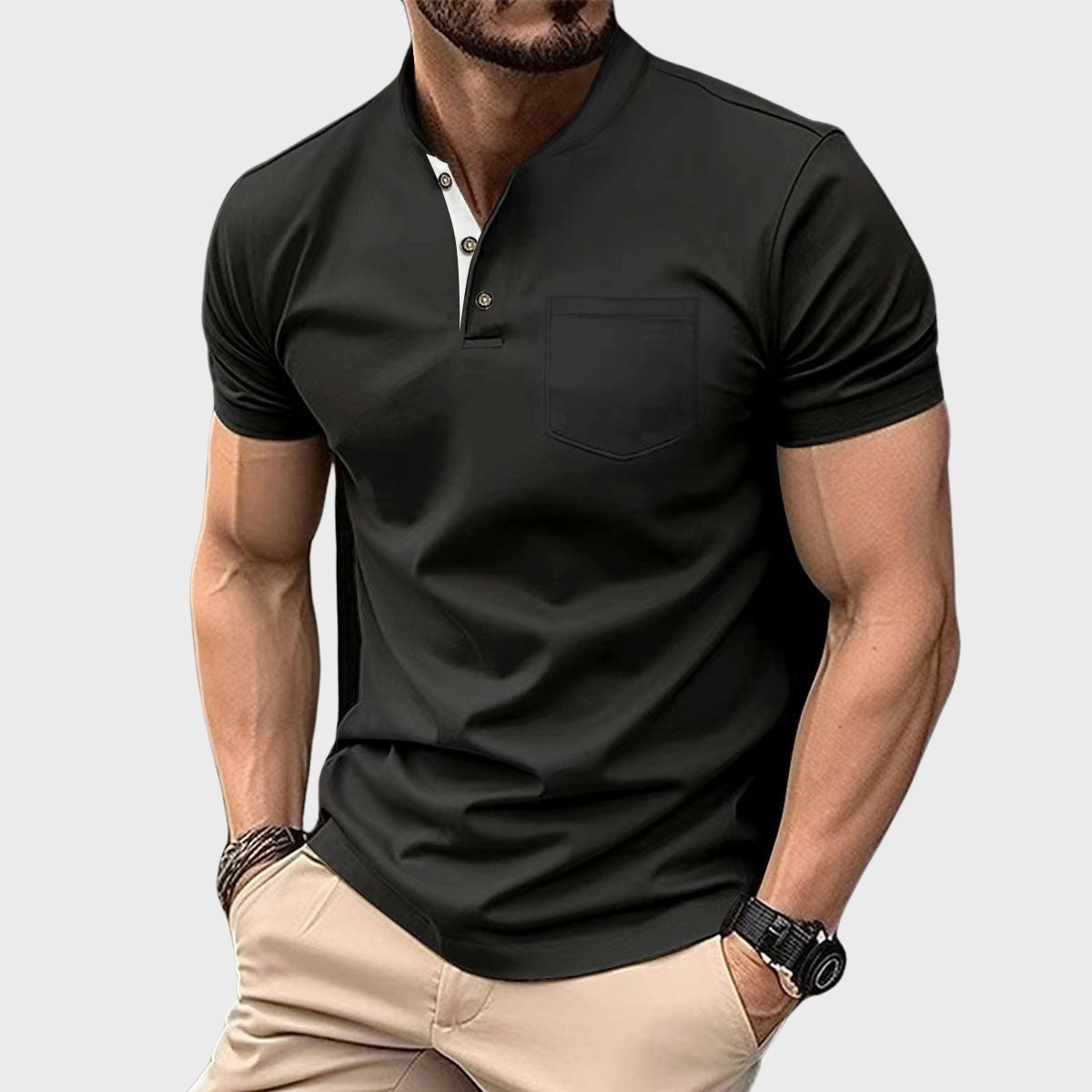 Ethan Cole Short Sleeve Henley Shirt