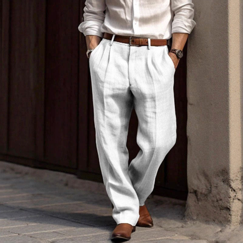 Ethan - Men’s Casual Pleated Straight Fit Trousers