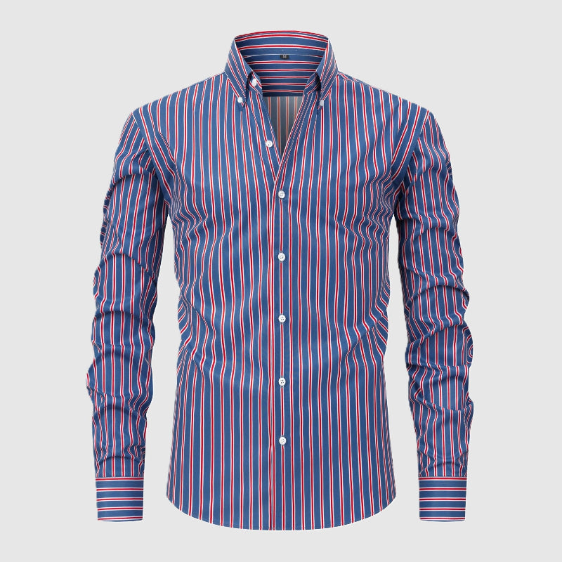 Ethan - Men's Slim Fit Striped Button Down Dress Shirt