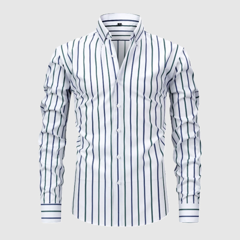 Ethan - Men's Slim Fit Striped Button Down Dress Shirt