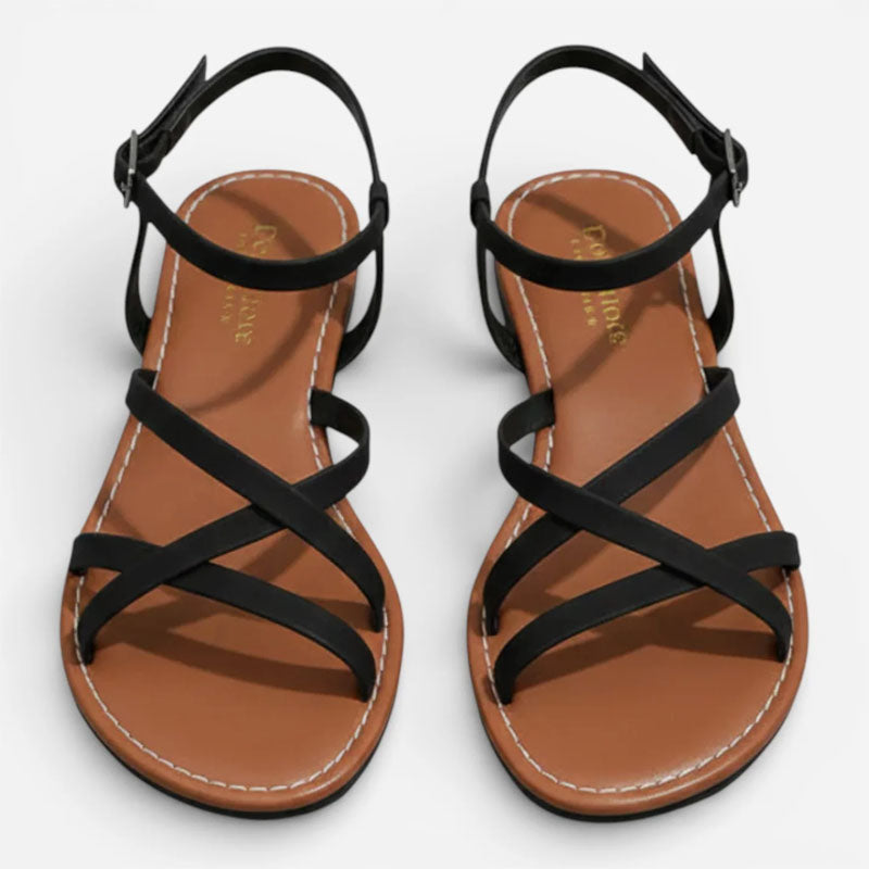 Faye - Women’s Flat Sandals with Cross Strap
