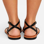 Faye - Women’s Flat Sandals with Cross Strap