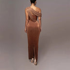 Gabrielle - Women’s One-Shoulder Maxi Dress with Draped Detail