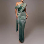 Gabrielle - Women’s One-Shoulder Maxi Dress with Draped Detail