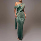 Gabrielle - Women’s One-Shoulder Maxi Dress with Draped Detail