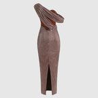 Gabrielle - Women’s One-Shoulder Maxi Dress with Draped Detail