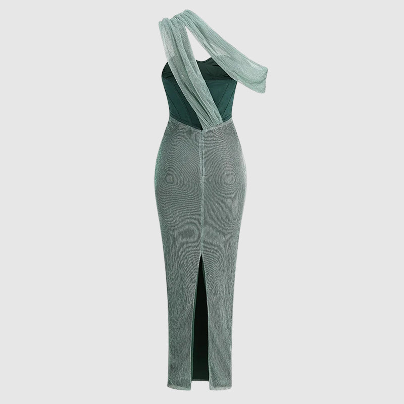 Gabrielle - Women’s One-Shoulder Maxi Dress with Draped Detail