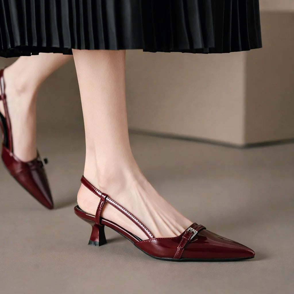 Gabrielle - Women's Slingback Heels with Buckle Detail