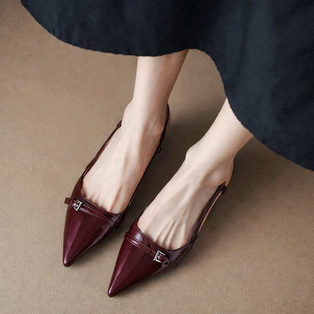 Gabrielle - Women's Slingback Heels with Buckle Detail