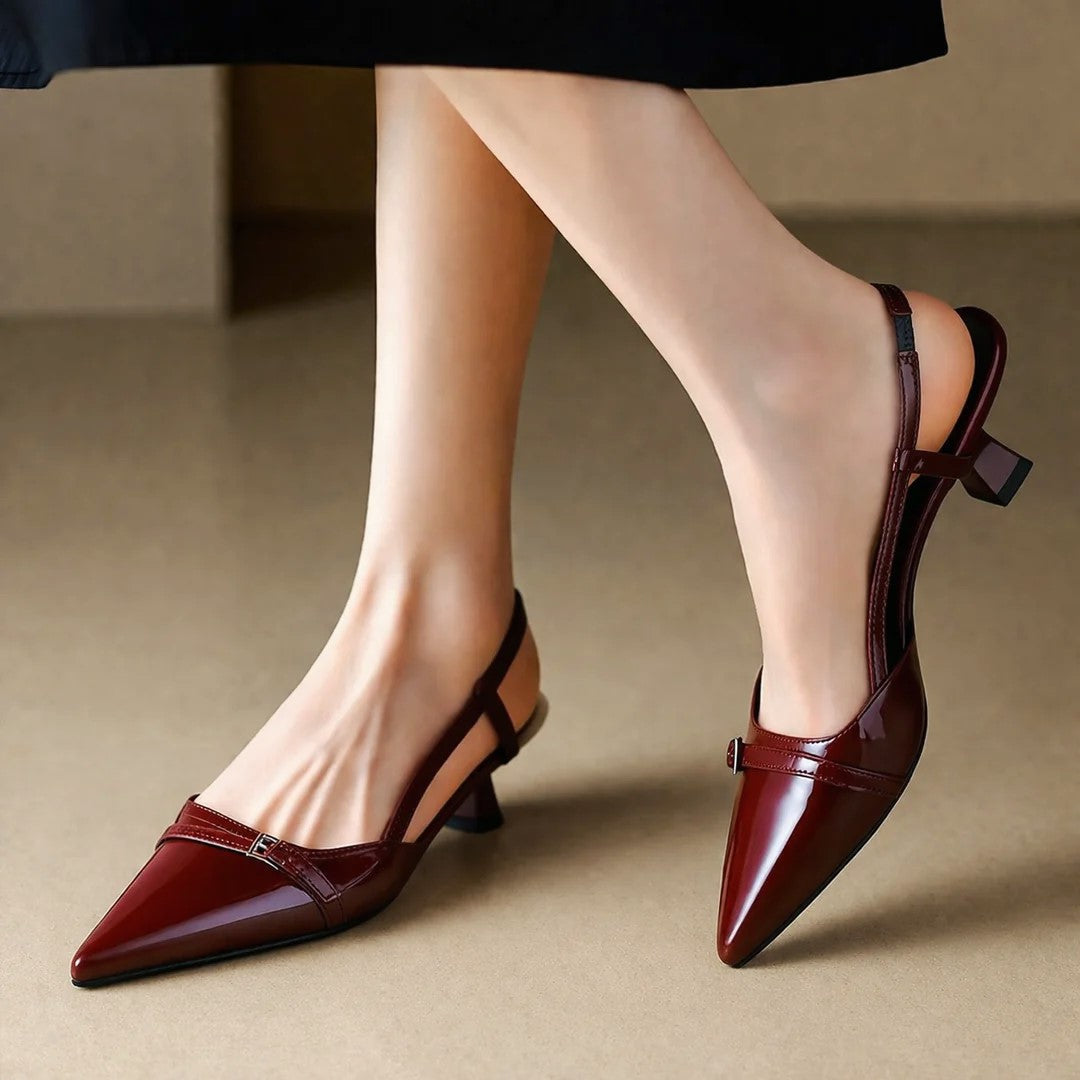 Gabrielle - Women's Slingback Heels with Buckle Detail