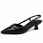 Gabrielle - Women's Slingback Heels with Buckle Detail