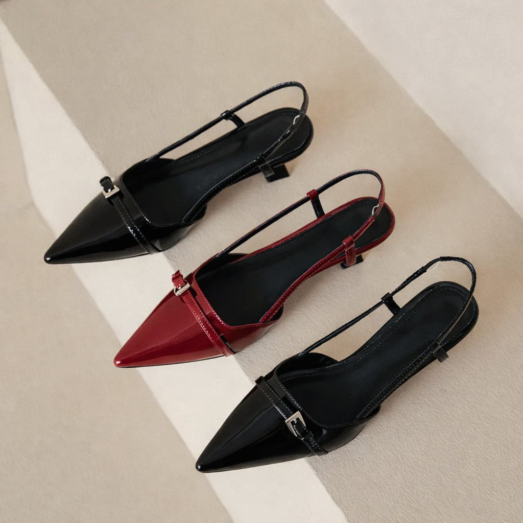 Gabrielle - Women's Slingback Heels with Buckle Detail