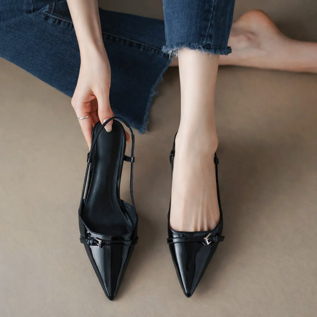 Gabrielle - Women's Slingback Heels with Buckle Detail