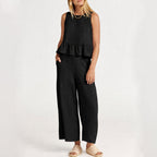 Grace - Women's Sleeveless Ruffle Top Two Piece Set
