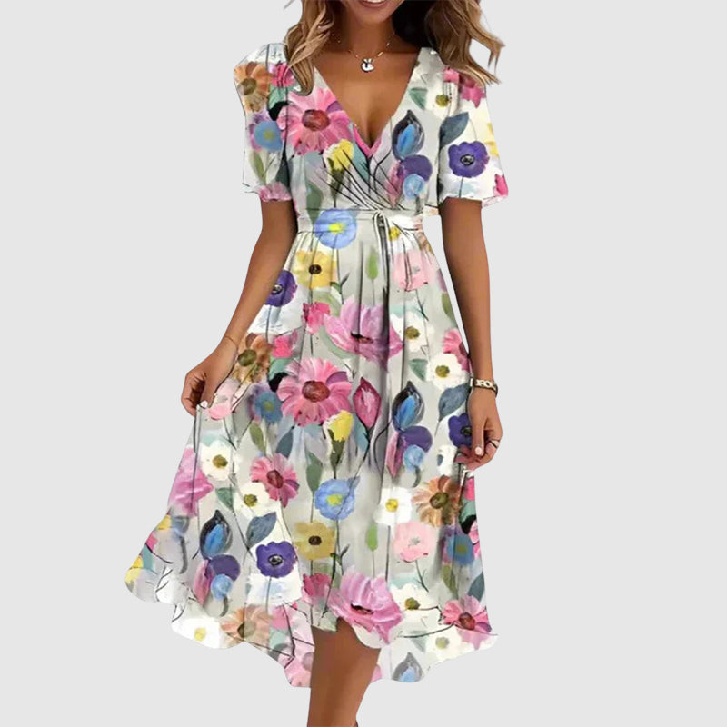Heidi - Women’s Floral V-Neck Midi Dress