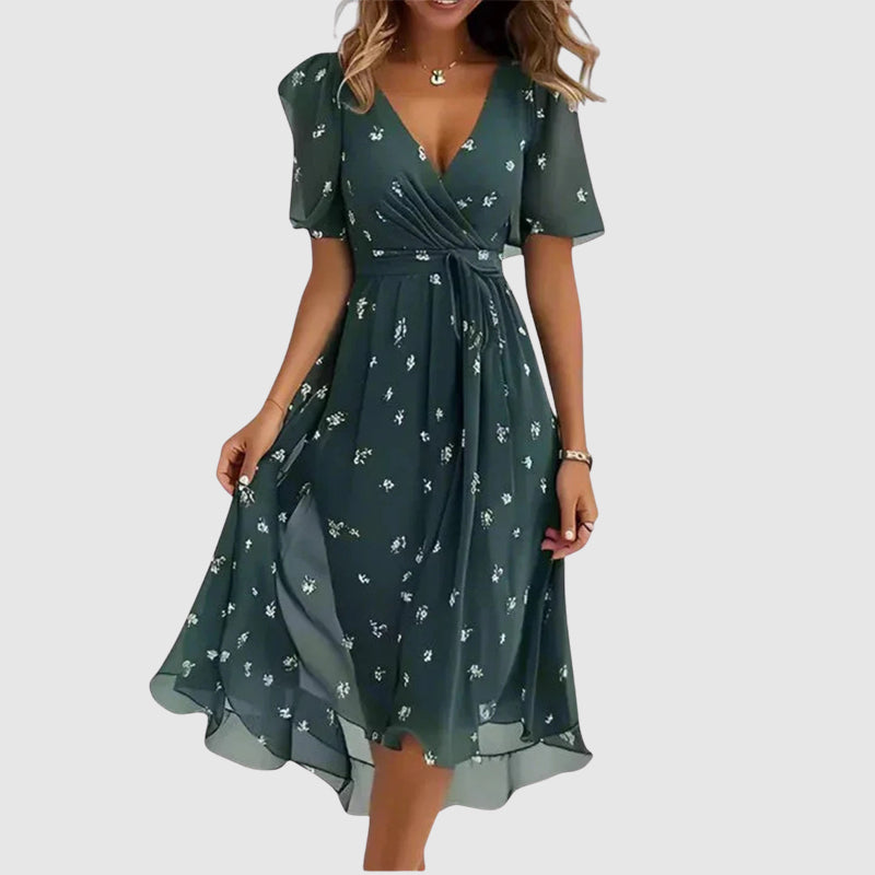 Heidi - Women’s Floral V-Neck Midi Dress