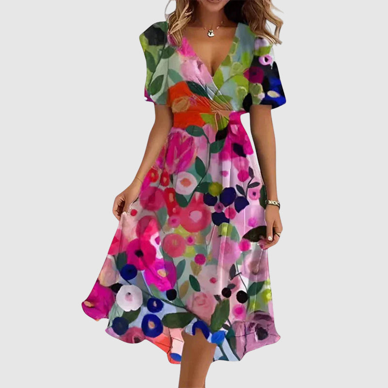 Heidi - Women’s Floral V-Neck Midi Dress
