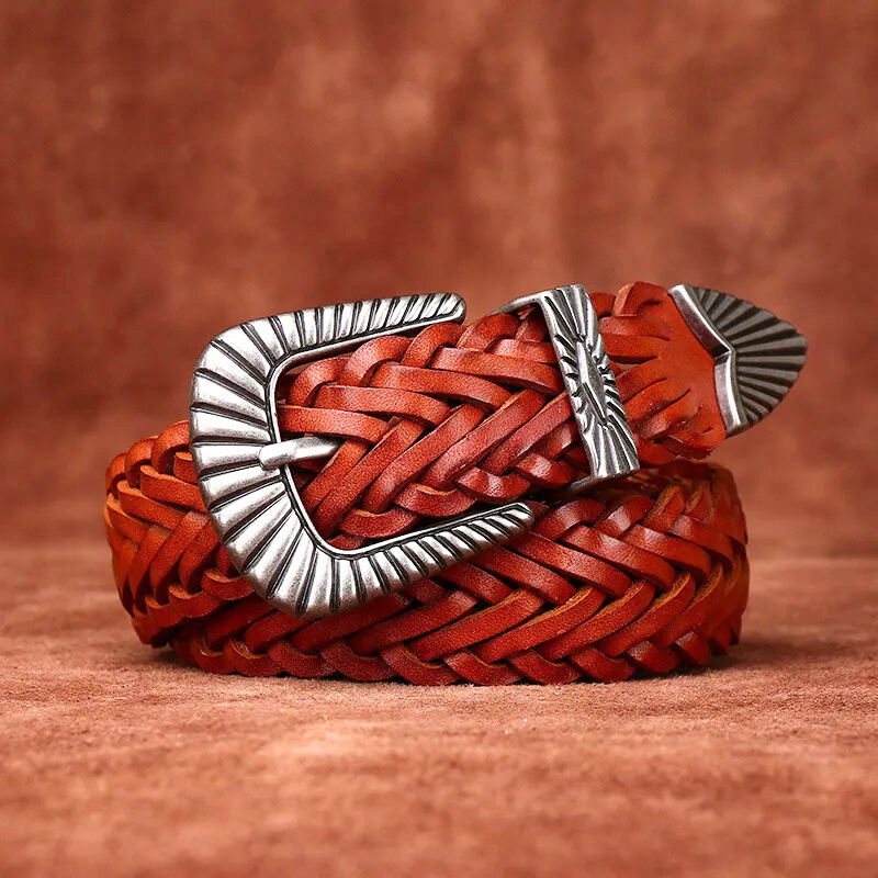 Helen - Women's Genuine Leather Woven Belt