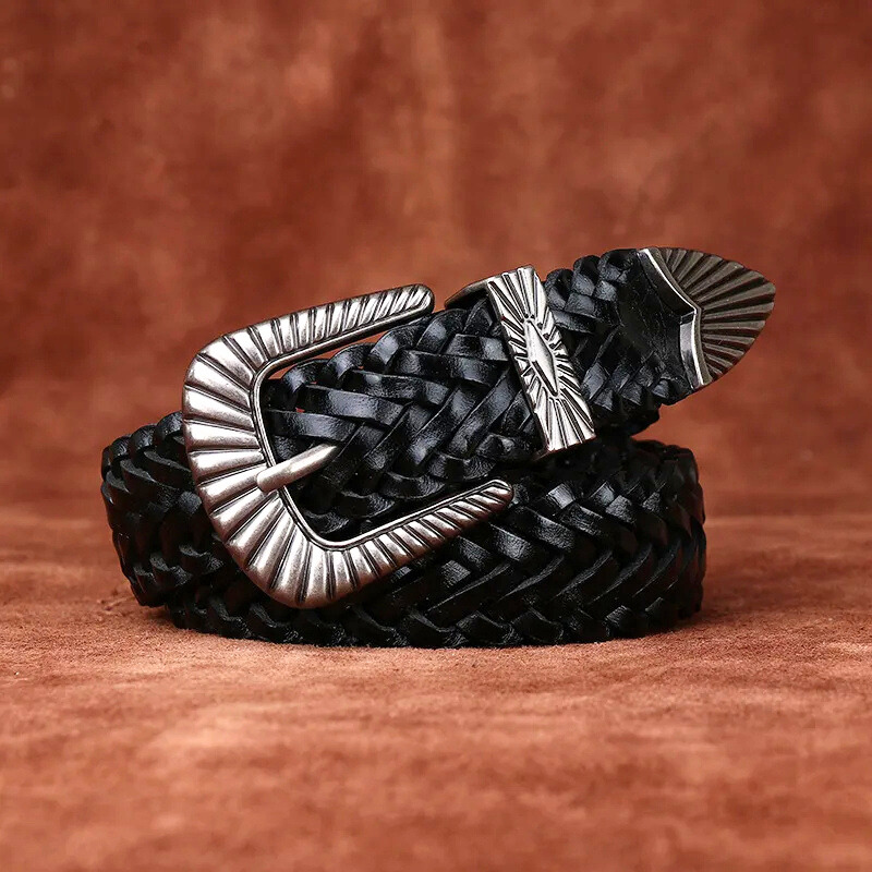 Helen - Women's Genuine Leather Woven Belt