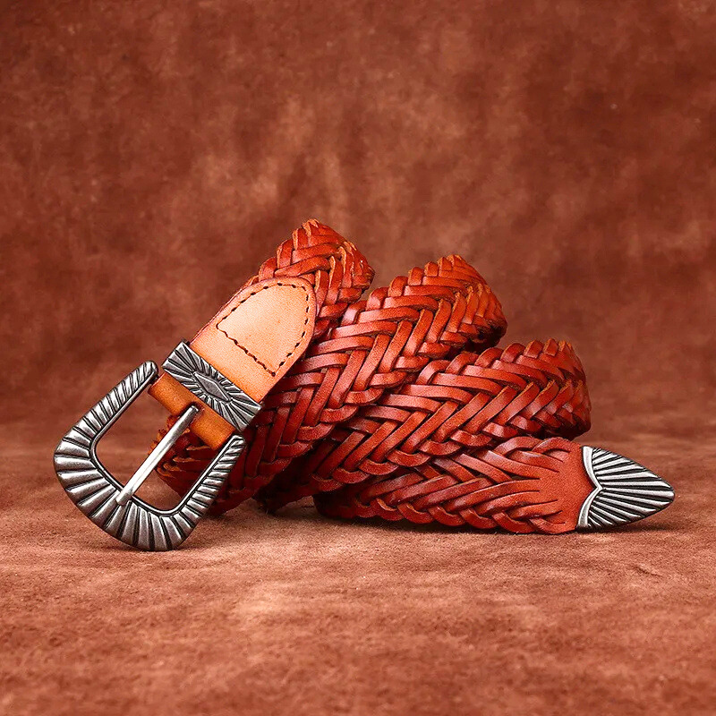 Helen - Women's Genuine Leather Woven Belt