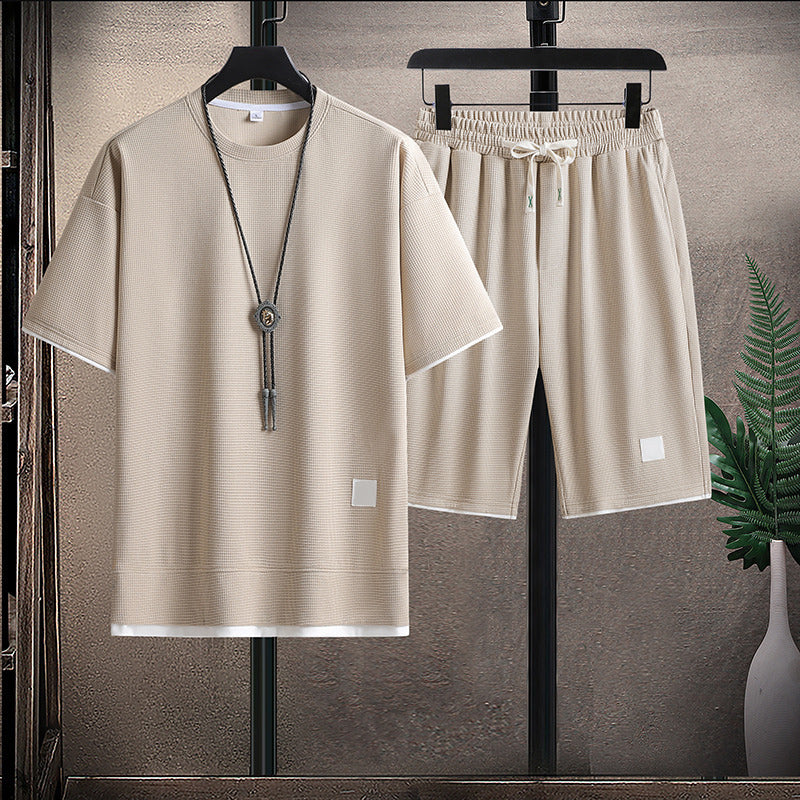 Jake - Men’s Textured Short Sleeve Shorts Set