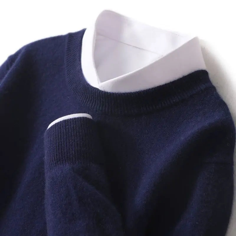 Jake - Men's Ribbed-Trim Cashmere Blend Sweater