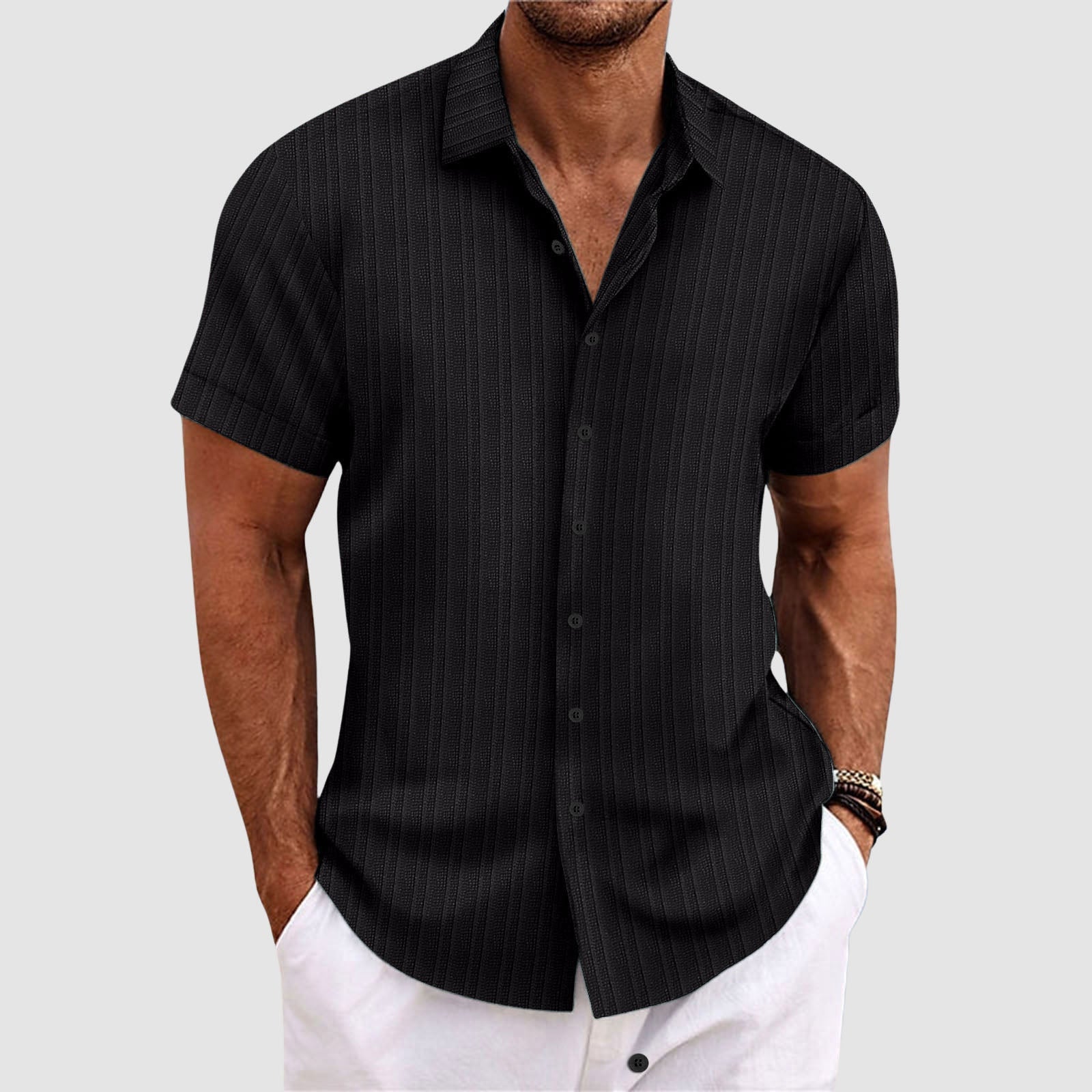 Jason Reid Casual Striped Button-Up Shirt