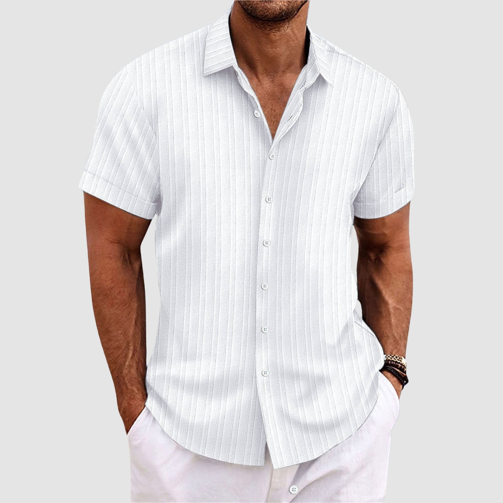 Jason Reid Casual Striped Button-Up Shirt