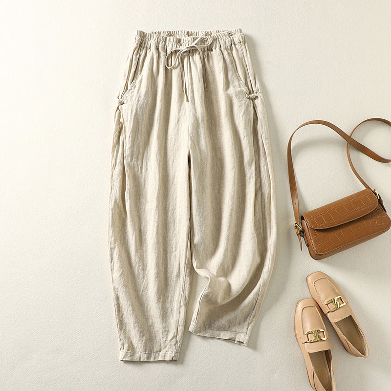 Jessica - Women’s Tapered Pants with Side Buttons