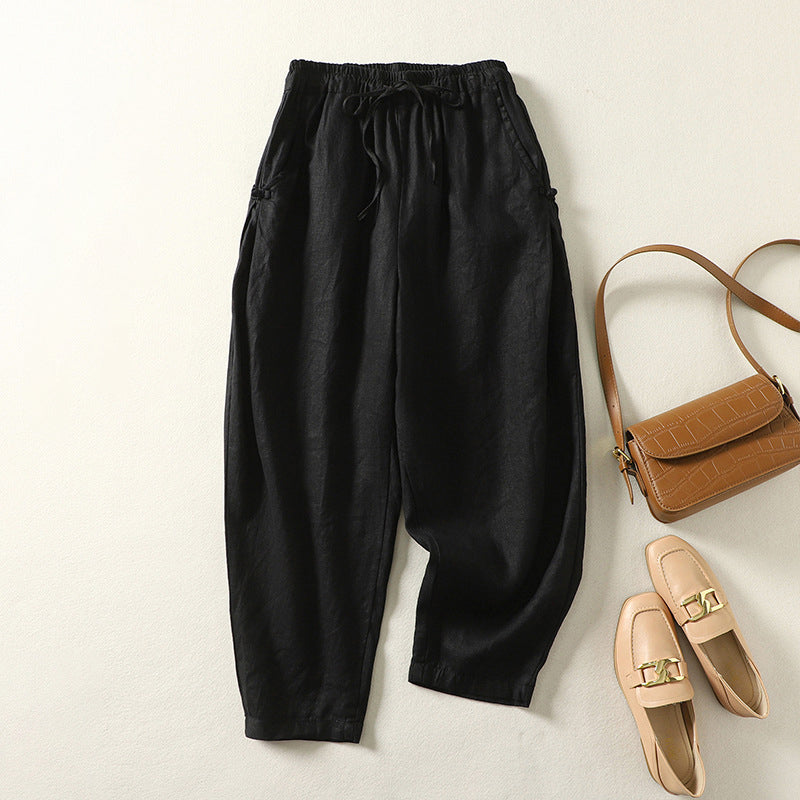 Jessica - Women’s Tapered Pants with Side Buttons