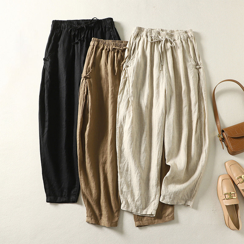 Jessica - Women’s Tapered Pants with Side Buttons