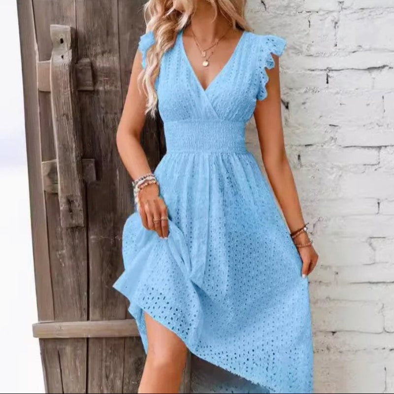 Kaitlyn - Women's Sleeveless Dress with Lace Pattern