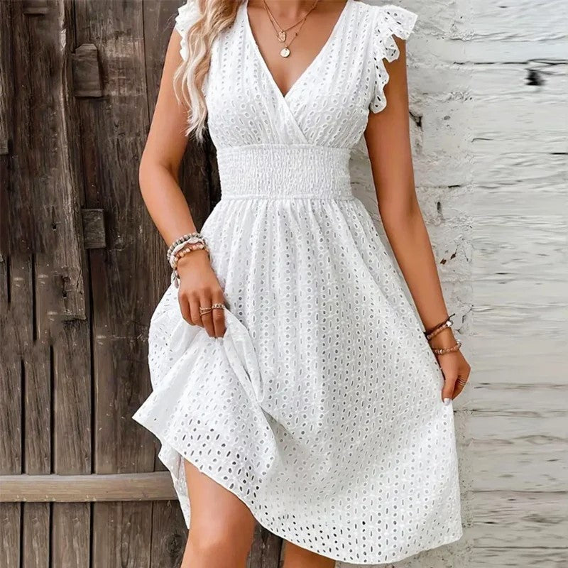 Kaitlyn - Women's Sleeveless Dress with Lace Pattern