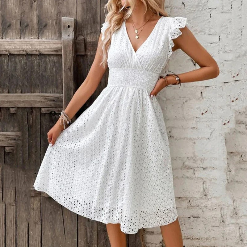Kaitlyn - Women's Sleeveless Dress with Lace Pattern