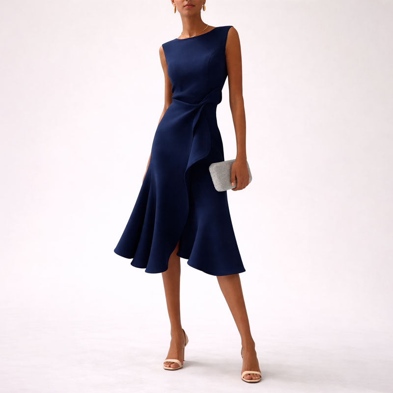 Kelsey - Women's Elegant Sleeveless Dress with Side Ruffle