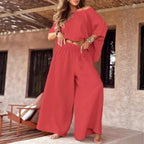 Kelsey - Women's Matching Linen Set with Crop Top