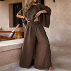 Kelsey - Women's Matching Linen Set with Crop Top
