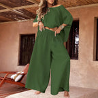Kelsey - Women's Matching Linen Set with Crop Top