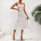 Kendall – Women’s Floral Midi Dress with Side Slit and Straps