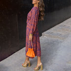 Khloe - Women’s Patterned Wrap Style Midi Dress
