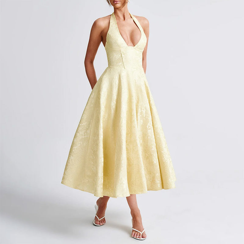 Kimberly - Women’s Halter Midi Dress