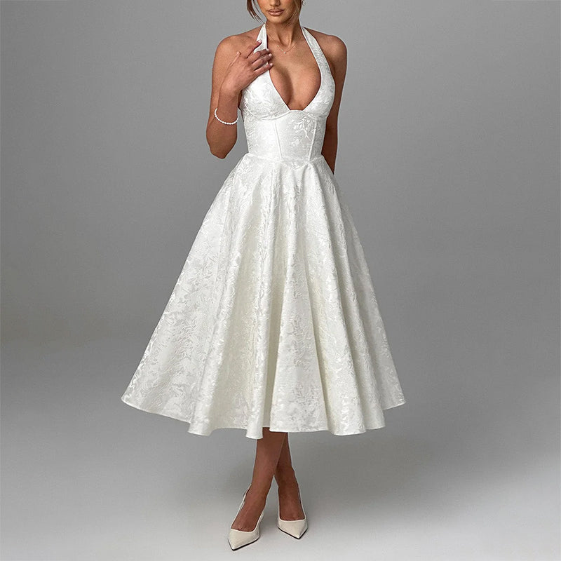 Kimberly - Women’s Halter Midi Dress